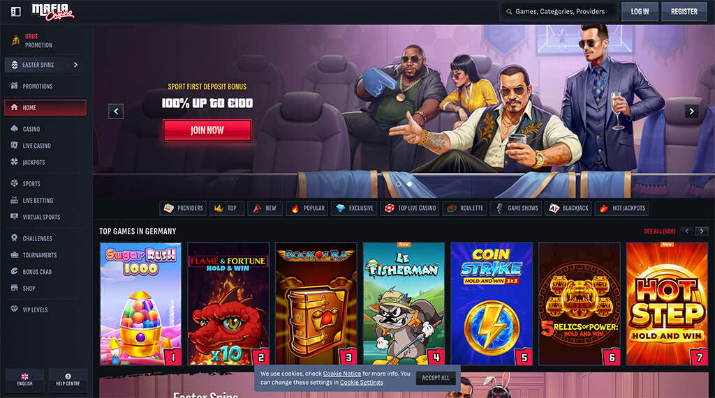 Mafia Casino game — wybór gier kasynowych